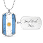 Argentina Flag Necklace Argentina Flag Stainless Steel or 18k Gold Dog Tag 24"-Express Your Love Gifts