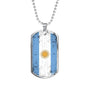 Argentina Flag Necklace Argentina Flag Stainless Steel or 18k Gold Dog Tag 24"-Express Your Love Gifts
