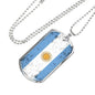 Argentina Flag Necklace Argentina Flag Stainless Steel or 18k Gold Dog Tag 24"-Express Your Love Gifts