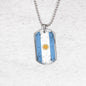 Argentina Flag Necklace Argentina Flag Stainless Steel or 18k Gold Dog Tag 24"-Express Your Love Gifts