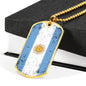 Argentina Flag Necklace Argentina Flag Stainless Steel or 18k Gold Dog Tag 24"-Express Your Love Gifts