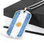 Argentina Flag Necklace Argentina Flag Stainless Steel or 18k Gold Dog Tag 24"-Express Your Love Gifts