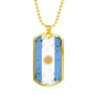 Argentina Flag Necklace Argentina Flag Stainless Steel or 18k Gold Dog Tag 24"-Express Your Love Gifts