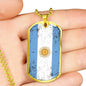 Argentina Flag Necklace Argentina Flag Stainless Steel or 18k Gold Dog Tag 24"-Express Your Love Gifts