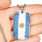 Argentina Flag Necklace Argentina Flag Stainless Steel or 18k Gold Dog Tag 24"-Express Your Love Gifts