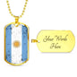 Argentina Flag Necklace Argentina Flag Stainless Steel or 18k Gold Dog Tag 24"-Express Your Love Gifts