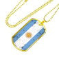 Argentina Flag Necklace Argentina Flag Stainless Steel or 18k Gold Dog Tag 24"-Express Your Love Gifts