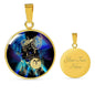 Aries Purple Galaxy Zodiac Necklace Stainless Steel or 18k Gold Circle Pendant - Express Your Love Gifts