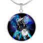 Aries Purple Galaxy Zodiac Necklace Stainless Steel or 18k Gold Circle Pendant - Express Your Love Gifts