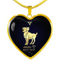 Aries Sign Zodiac Necklace 18k Gold Stainless Steel Heart 18-22"-Express Your Love Gifts