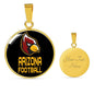 Arizona Circle Pendant Football Fan Necklace Stainless Steel or 18k Gold 18-22" - Express Your Love Gifts