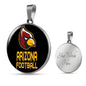 Arizona Circle Pendant Football Fan Necklace Stainless Steel or 18k Gold 18-22" - Express Your Love Gifts