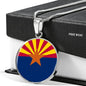 Arizona State Flag Necklace Stainless Steel or 18k Gold Circle Pendant 18-22" - Express Your Love Gifts