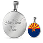Arizona State Flag Necklace Stainless Steel or 18k Gold Circle Pendant 18-22" - Express Your Love Gifts