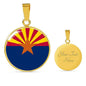 Arizona State Flag Necklace Stainless Steel or 18k Gold Circle Pendant 18-22" - Express Your Love Gifts