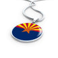 Arizona State Flag Necklace Stainless Steel or 18k Gold Circle Pendant 18-22" - Express Your Love Gifts