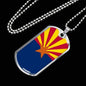 Arizona State Flag Necklace Stainless Steel or 18k Gold Dog Tag 24" Chain - Express Your Love Gifts