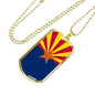 Arizona State Flag Necklace Stainless Steel or 18k Gold Dog Tag 24" Chain - Express Your Love Gifts