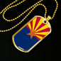 Arizona State Flag Necklace Stainless Steel or 18k Gold Dog Tag 24" Chain - Express Your Love Gifts
