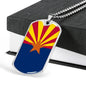 Arizona State Flag Necklace Stainless Steel or 18k Gold Dog Tag 24" Chain - Express Your Love Gifts