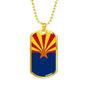 Arizona State Flag Necklace Stainless Steel or 18k Gold Dog Tag 24" Chain - Express Your Love Gifts