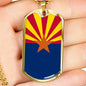 Arizona State Flag Necklace Stainless Steel or 18k Gold Dog Tag 24" Chain - Express Your Love Gifts