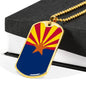 Arizona State Flag Necklace Stainless Steel or 18k Gold Dog Tag 24" Chain - Express Your Love Gifts