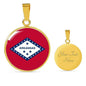 Arkansas State Flag Necklace Stainless Steel or 18k Gold Circle Pendant 18-22" - Express Your Love Gifts