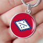 Arkansas State Flag Necklace Stainless Steel or 18k Gold Circle Pendant 18-22" - Express Your Love Gifts