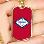 Arkansas State Flag Necklace Stainless Steel or 18k Gold Dog Tag 24" Chain - Express Your Love Gifts