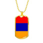 Armenia Flag Necklace Armenia Flag Stainless Steel or 18k Gold Dog Tag 24" - Express Your Love Gifts