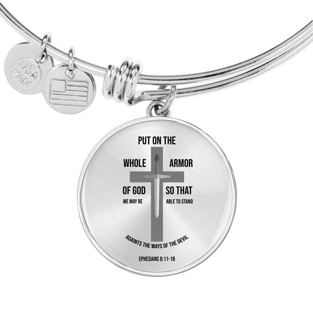 Armor of God Ephesians 6 Stainless Steel or 18k Gold Circle Bangle Bracelet - Express Your Love Gifts
