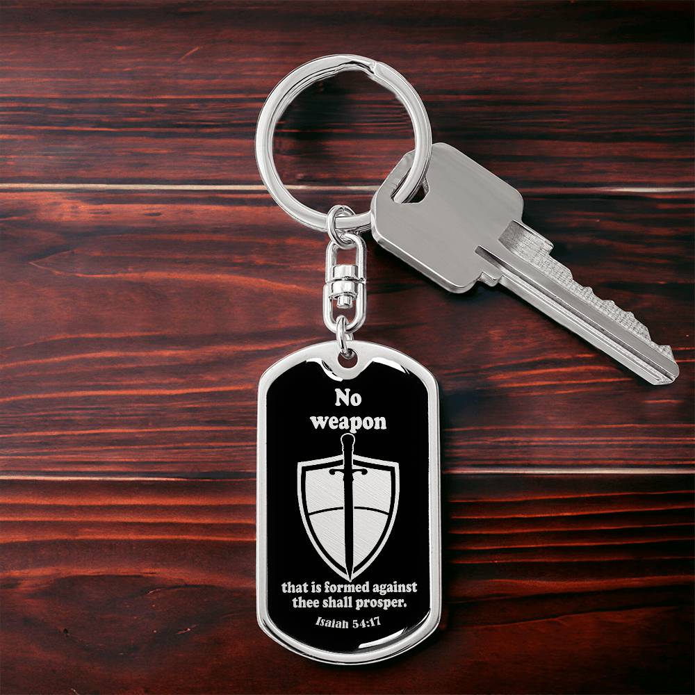 Isaiah 54:17 No Weapon Necklace Swivel Keychain Stainless Steel or 18k Gold Dog Tag-Express Your Love Gifts
