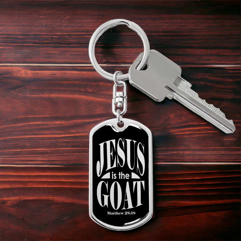 Jesus is the GOAT Matthew 28.18 Swivel Keychain Stainless Steel or 18k Gold Dog Tag-Express Your Love Gifts