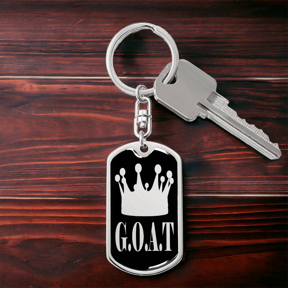 GOAT Greatest of All Time Swivel Keychain Stainless Steel or 18k Gold Dog Tag-Express Your Love Gifts