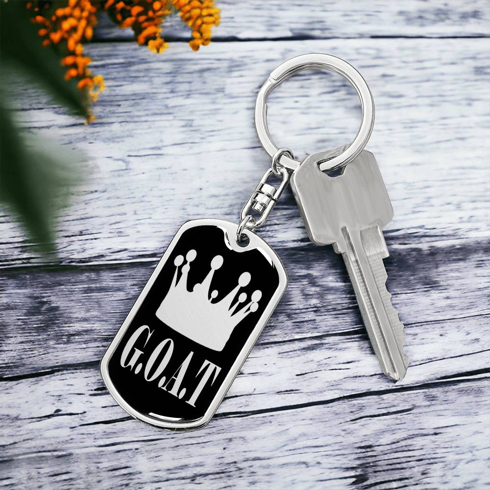 GOAT Greatest of All Time Swivel Keychain Stainless Steel or 18k Gold Dog Tag-Express Your Love Gifts
