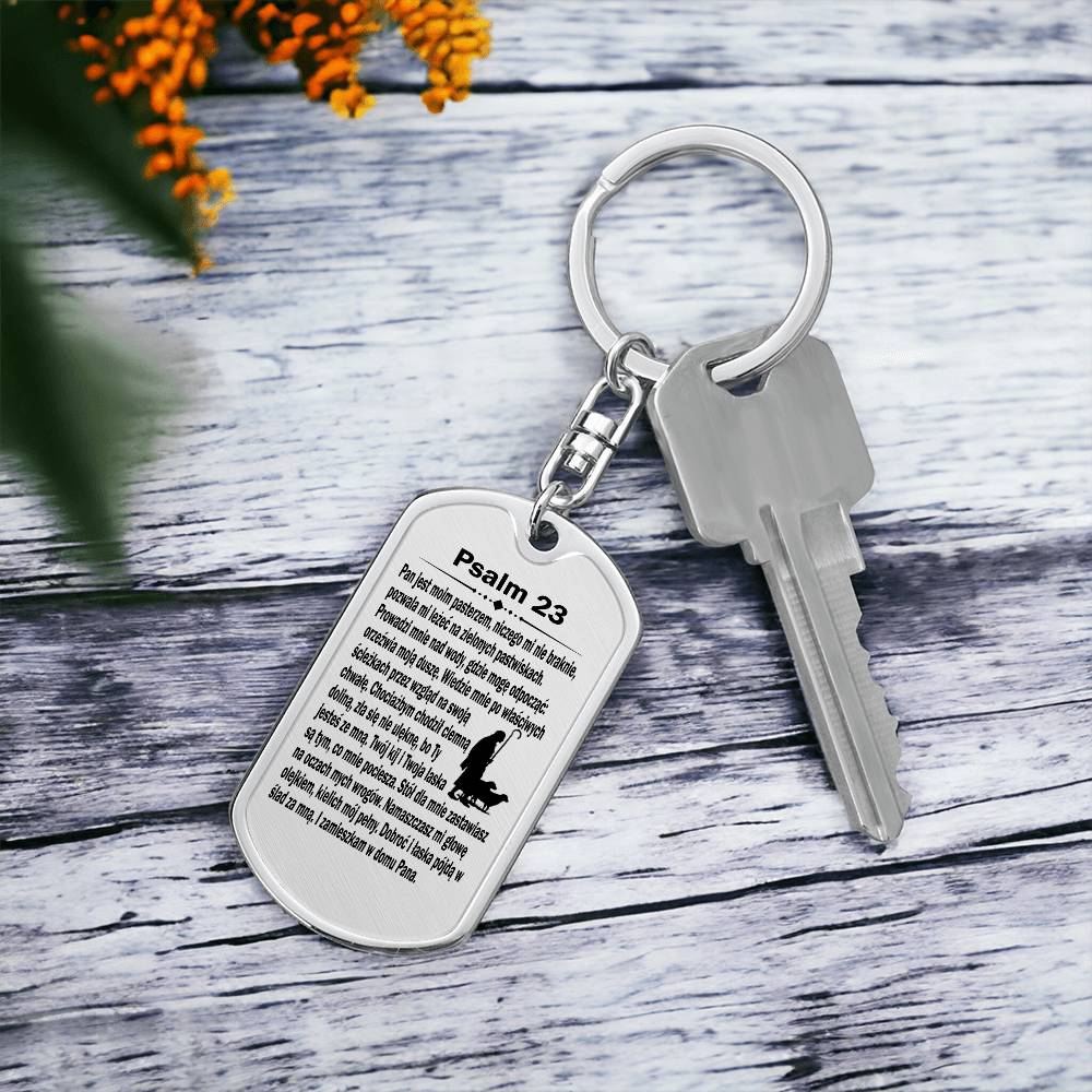 Psalm 23 Polish Psalm Dawida Bible Keychain Stainless Steel or 18k Gold Dog Tag-Express Your Love Gifts