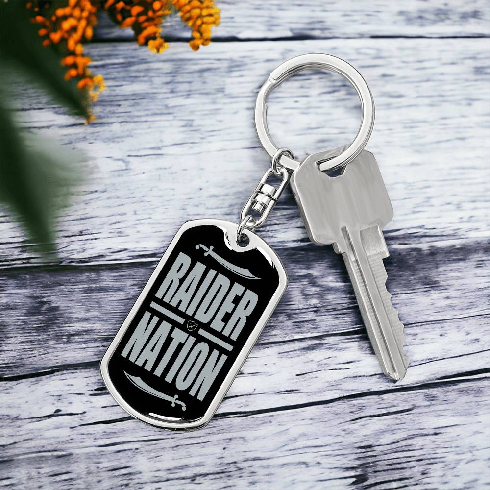 Raider Football Fan Swivel Keychain Stainless Steel or 18k Gold Dog Tag-Express Your Love Gifts