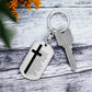 Lord's Prayer French Notre Père Bible Keychain Stainless Steel or 18k Gold Dog Tag-Express Your Love Gifts