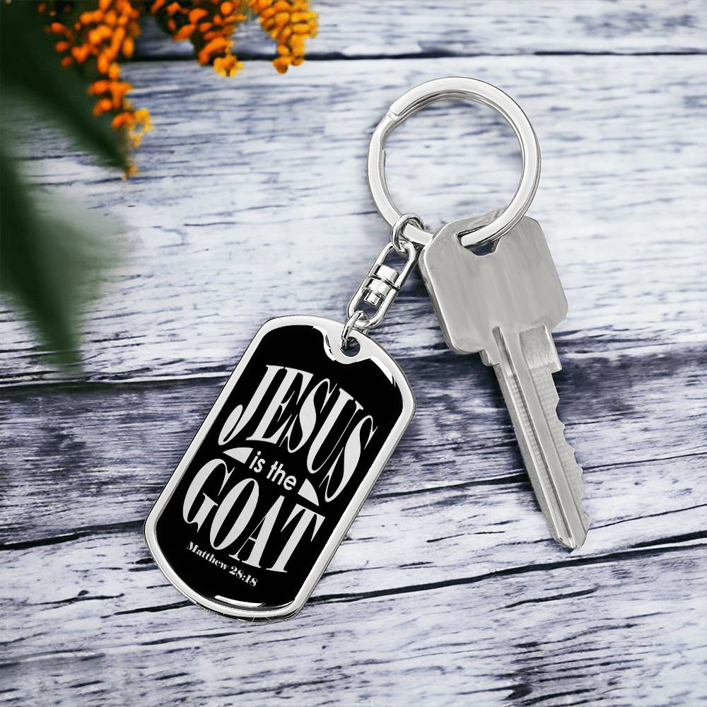 Jesus is the GOAT Matthew 28.18 Swivel Keychain Stainless Steel or 18k Gold Dog Tag-Express Your Love Gifts
