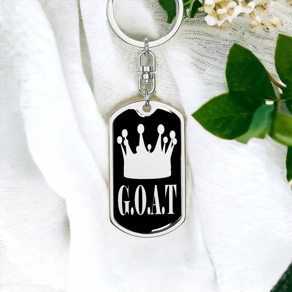 GOAT Greatest of All Time Swivel Keychain Stainless Steel or 18k Gold Dog Tag-Express Your Love Gifts