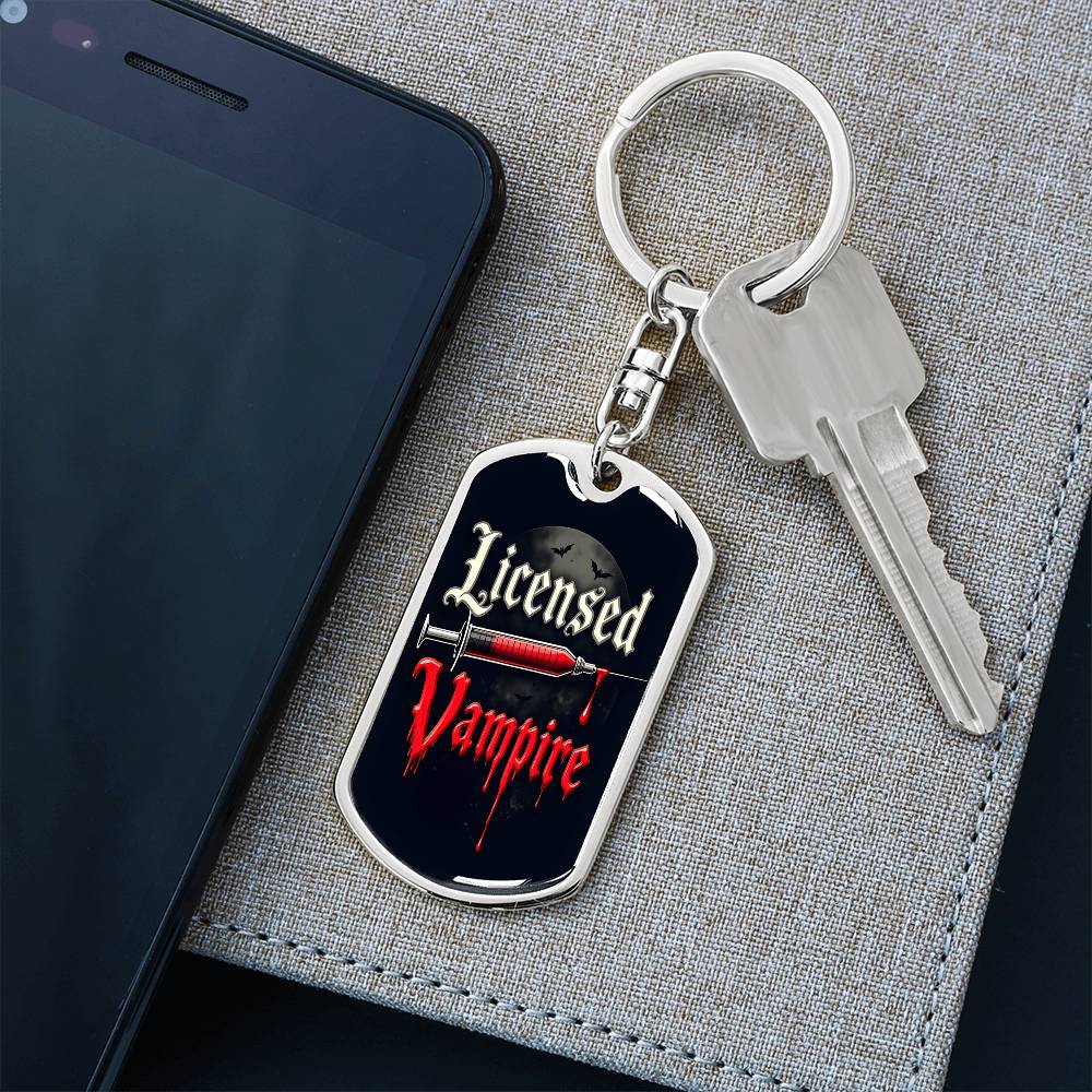 Licensed Vampire Phlebotomist Nurse Swivel Keychain Stainless Steel or 18k Gold Dog Tag-Express Your Love Gifts