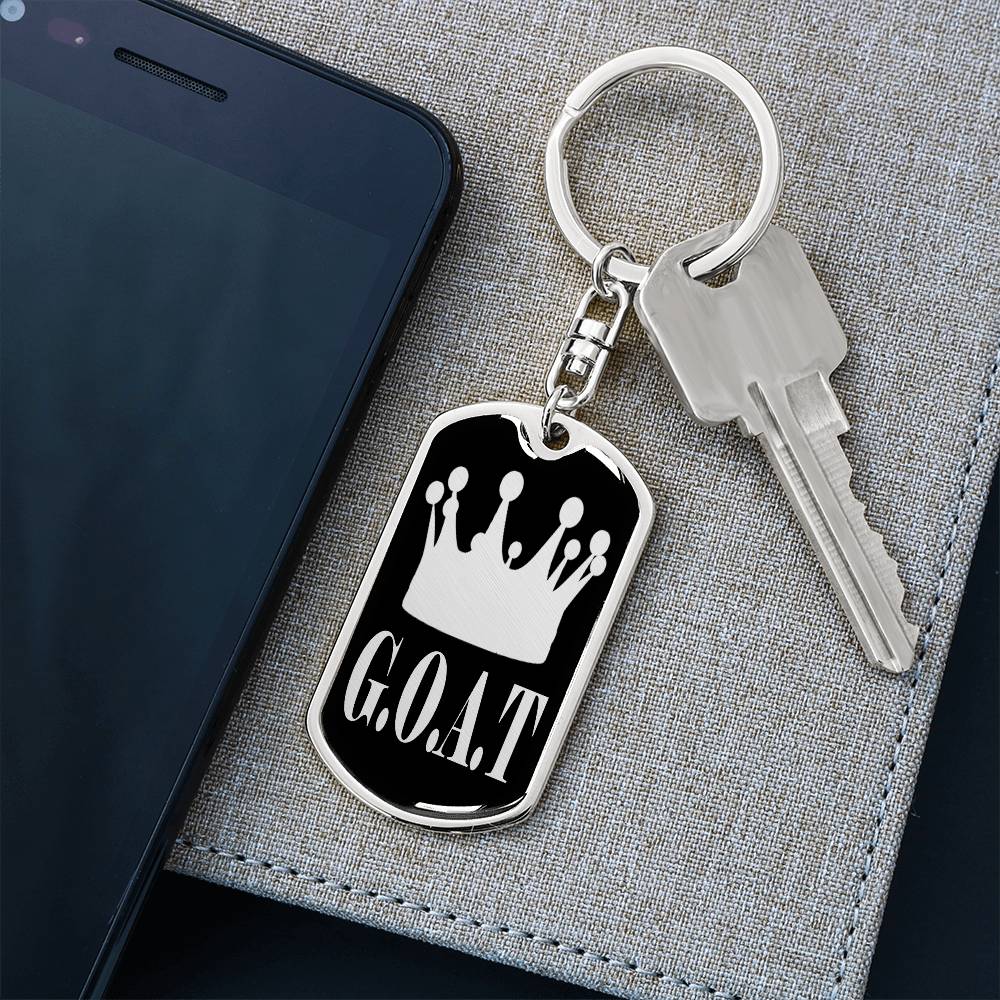GOAT Greatest of All Time Swivel Keychain Stainless Steel or 18k Gold Dog Tag-Express Your Love Gifts