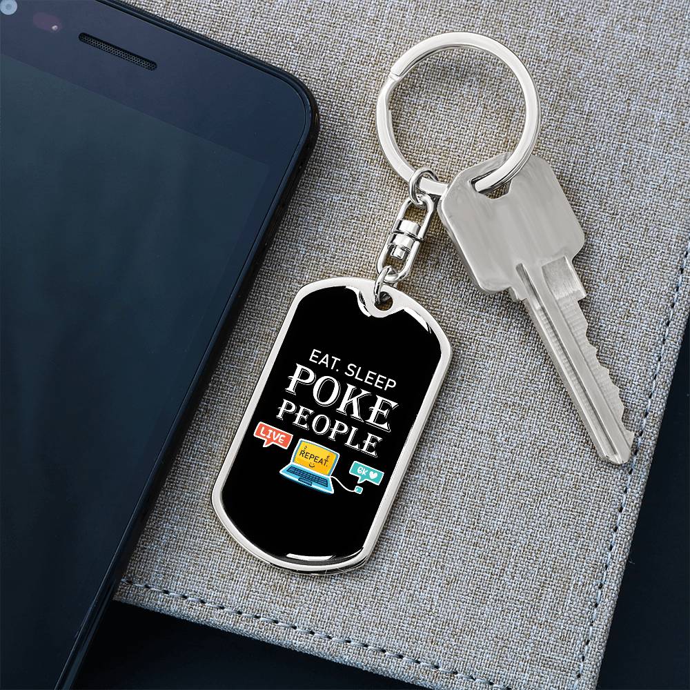 Eat Sleep Poke People Nurse Swivel Keychain Stainless Steel or 18k Gold Dog Tag-Express Your Love Gifts