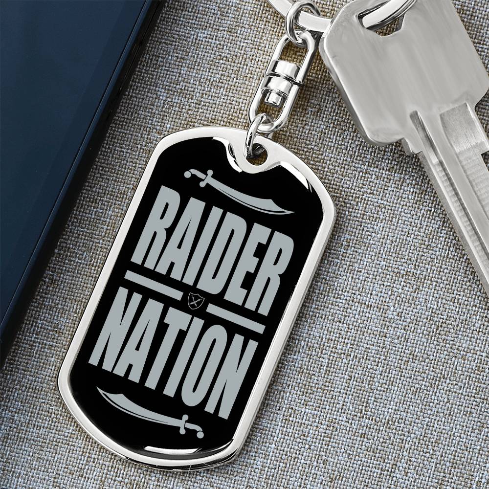 Raider Football Fan Swivel Keychain Stainless Steel or 18k Gold Dog Tag-Express Your Love Gifts