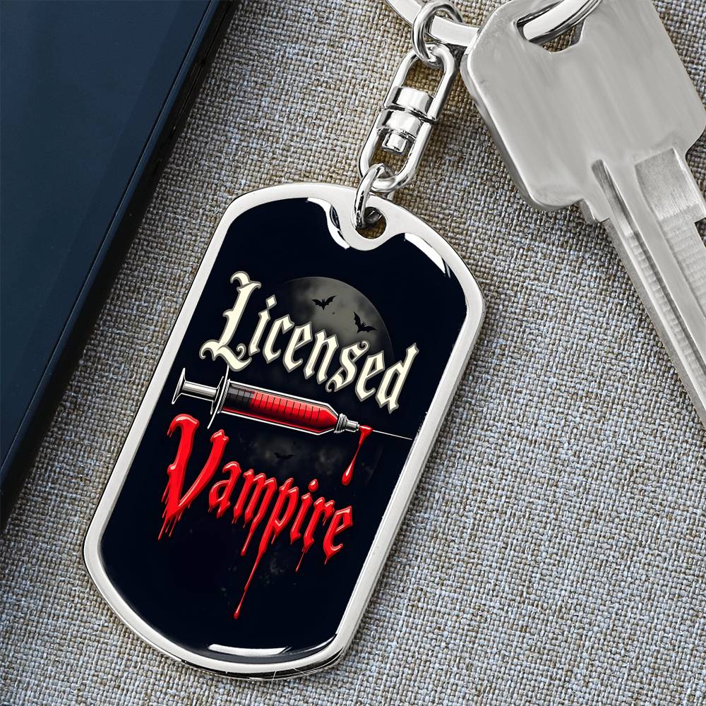 Licensed Vampire Phlebotomist Nurse Swivel Keychain Stainless Steel or 18k Gold Dog Tag-Express Your Love Gifts