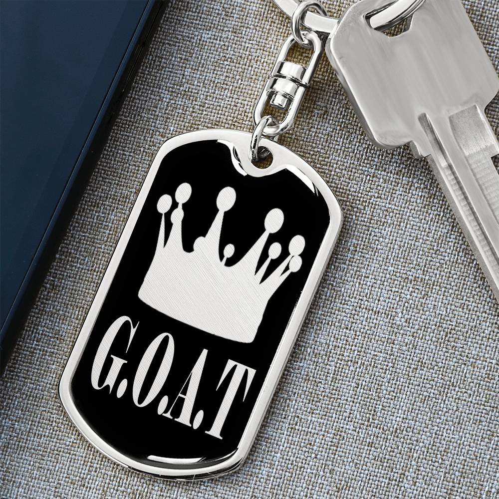 GOAT Greatest of All Time Swivel Keychain Stainless Steel or 18k Gold Dog Tag-Express Your Love Gifts