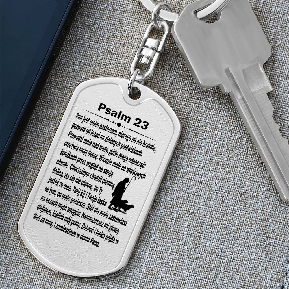 Psalm 23 Polish Psalm Dawida Bible Keychain Stainless Steel or 18k Gold Dog Tag-Express Your Love Gifts