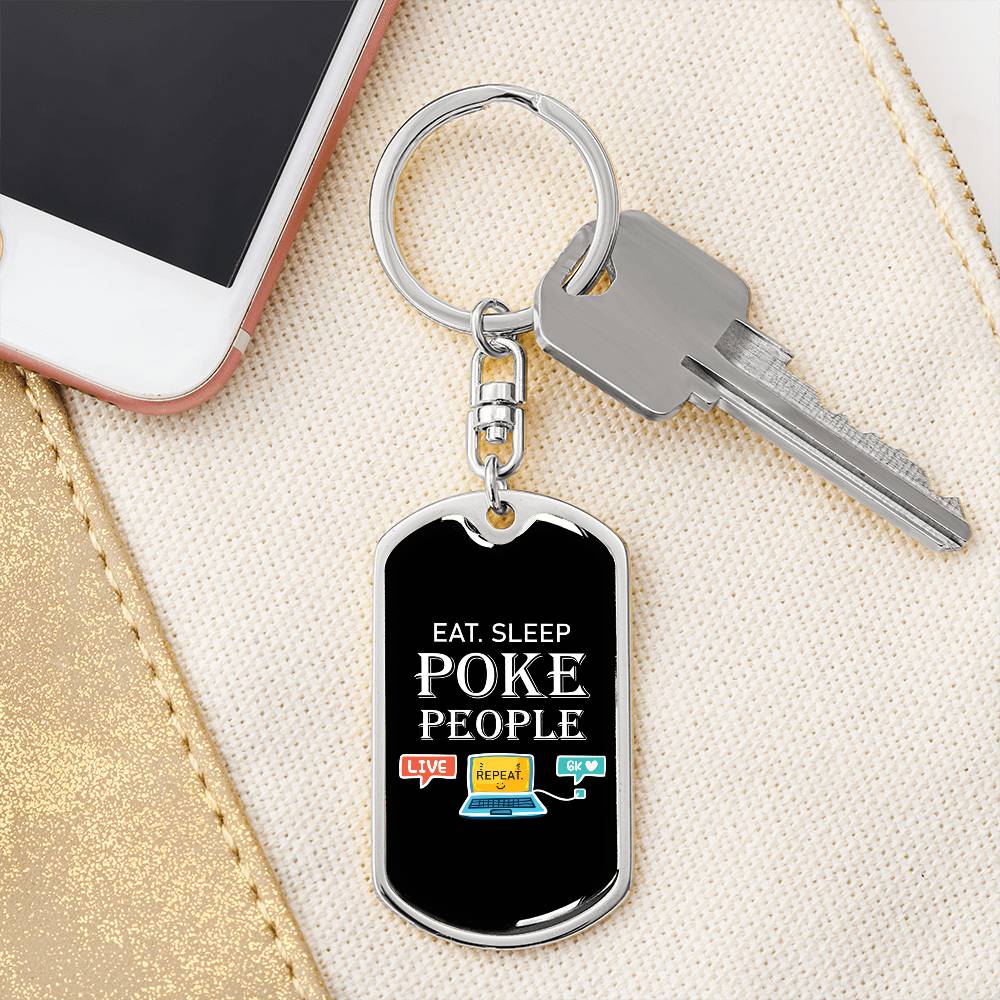 Eat Sleep Poke People Nurse Swivel Keychain Stainless Steel or 18k Gold Dog Tag-Express Your Love Gifts