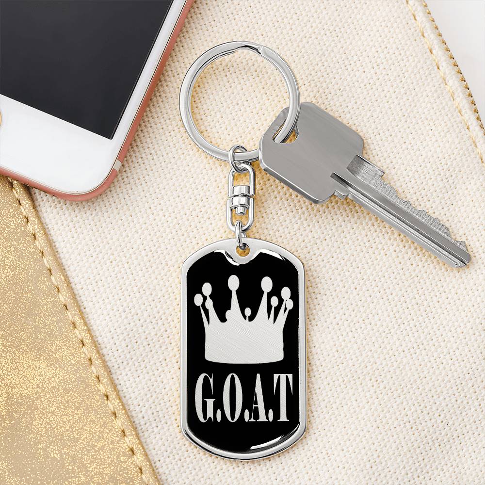 GOAT Greatest of All Time Swivel Keychain Stainless Steel or 18k Gold Dog Tag-Express Your Love Gifts
